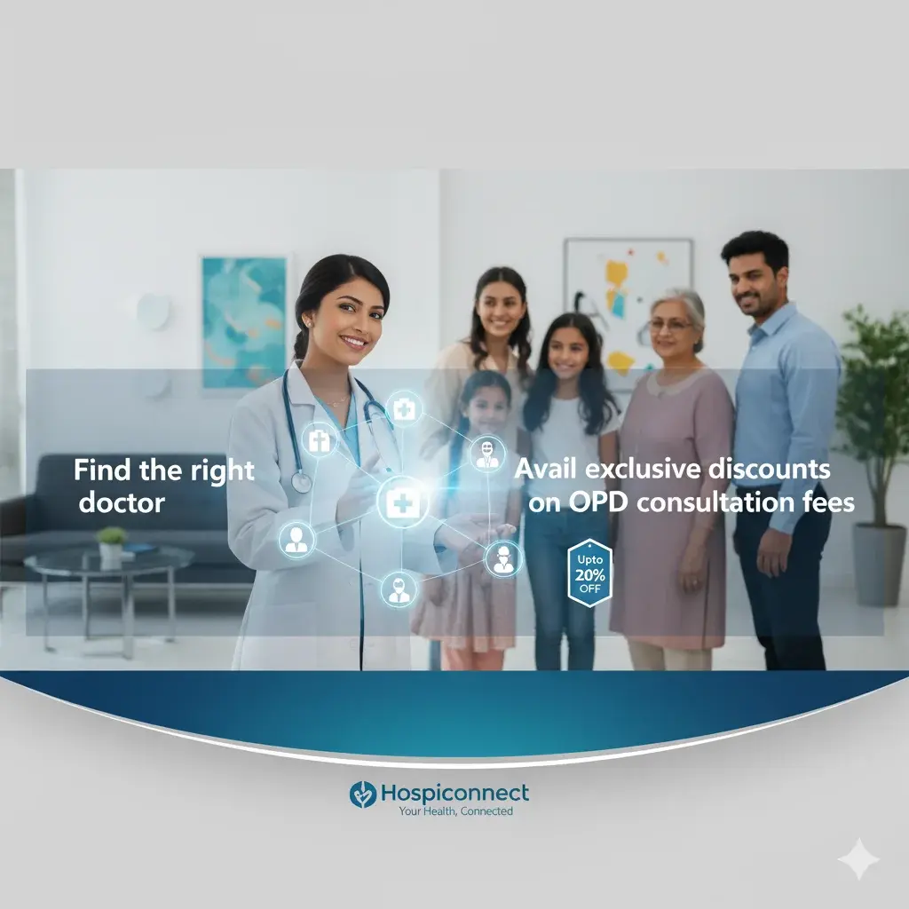 Hospiconnect family-focused healthcare promotional visual