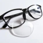 glasses are broken glass is detached from frame with isolated white background 400x300